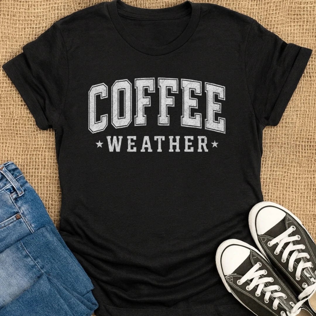 Coffetee Black / S Coffee Weather Bold Typography T-Shirt