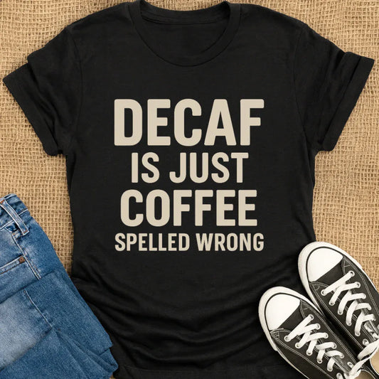 Coffetee Black / S Decaf is Just Coffee Spelled Wrong Unisex T-Shirt