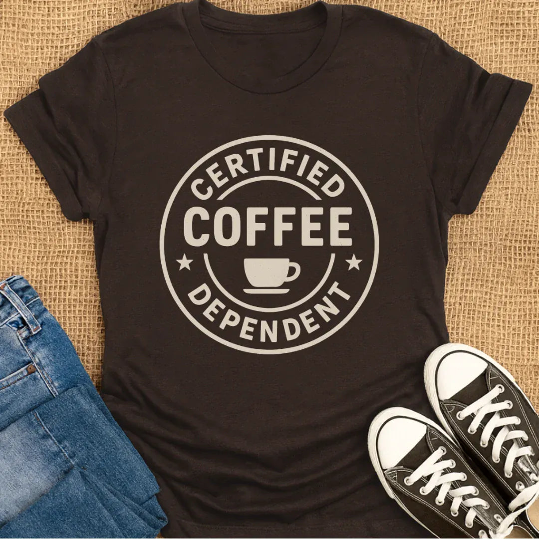 Coffetee Dark Chocolate / S Certified Coffee Dependent Badge T-Shirt