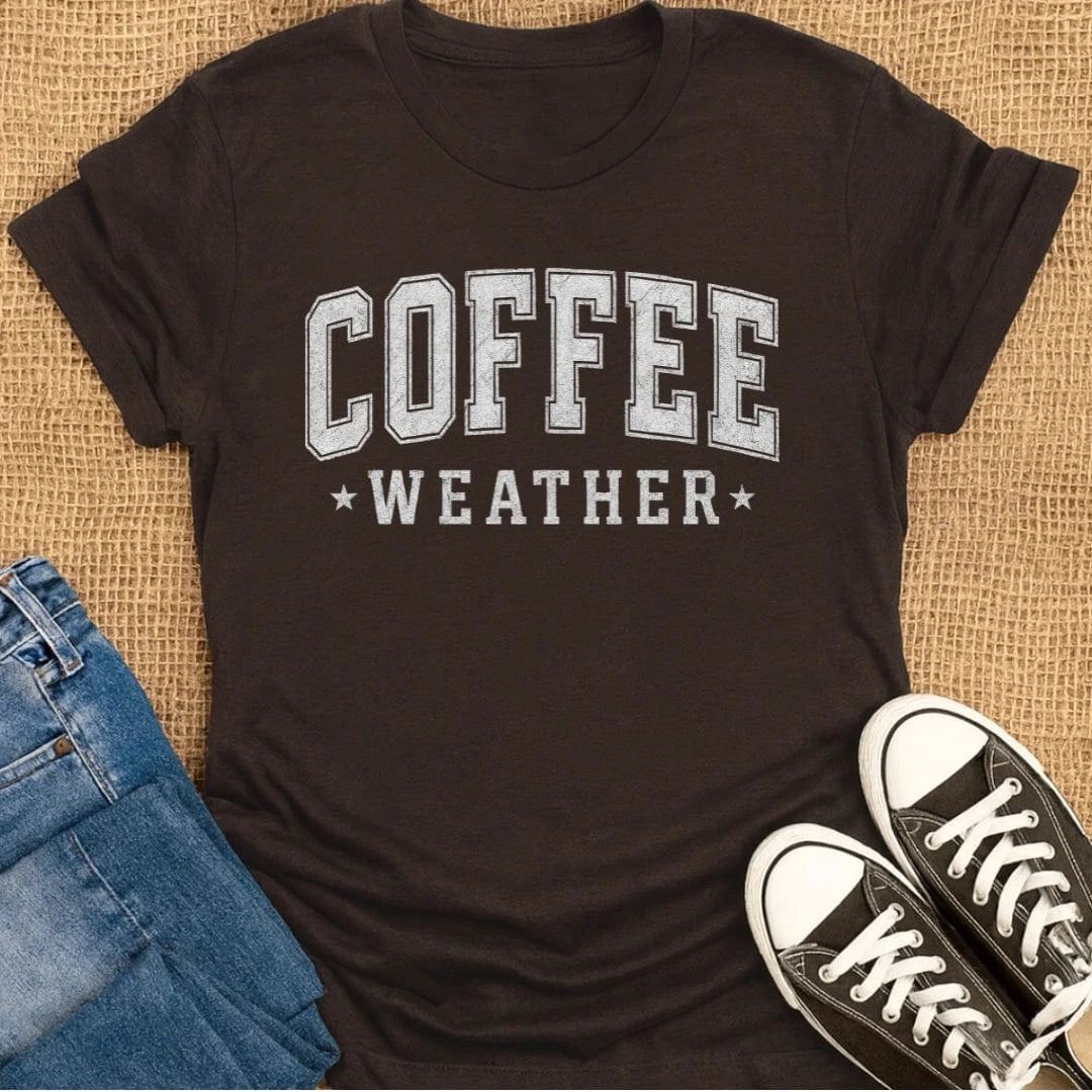 Coffetee Dark Chocolate / S Coffee Weather Bold Typography T-Shirt