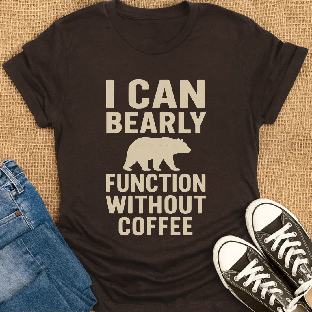 Coffetee Dark Chocolate / S I Can Bearly Function Without Coffee T-Shirt