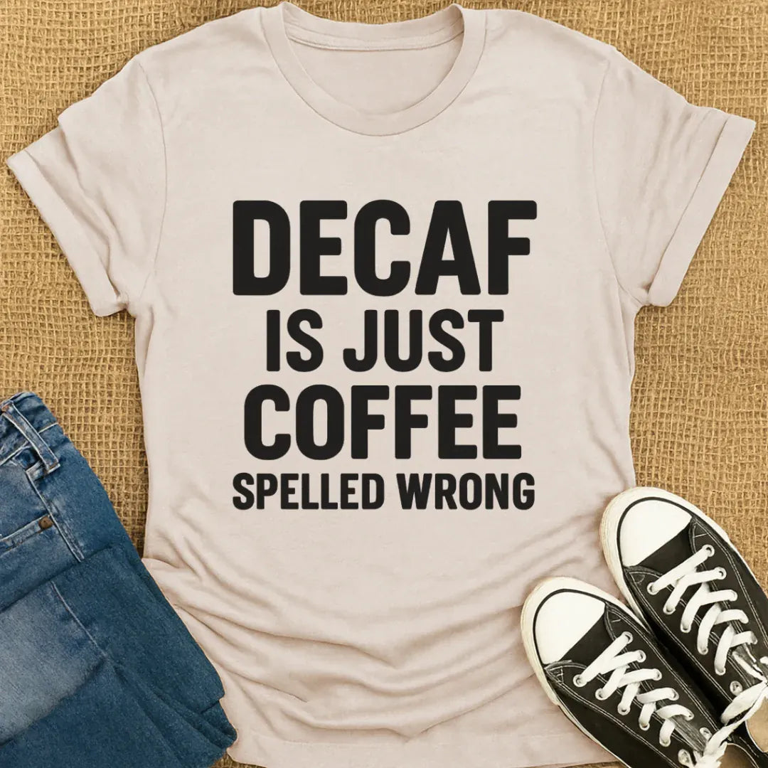 Coffetee Ice Grey / S Decaf is Just Coffee Spelled Wrong Unisex T-Shirt