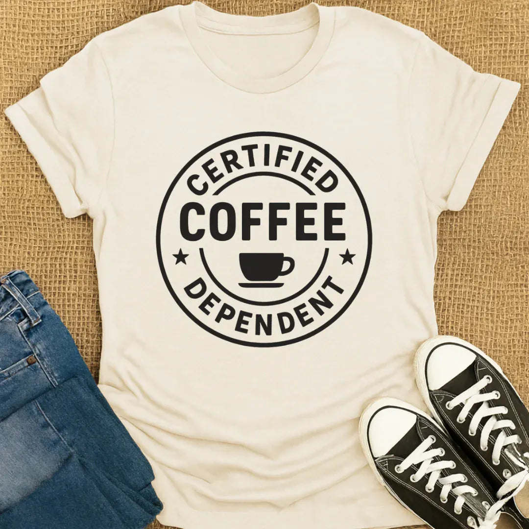 Coffetee Natural / S Certified Coffee Dependent Badge T-Shirt
