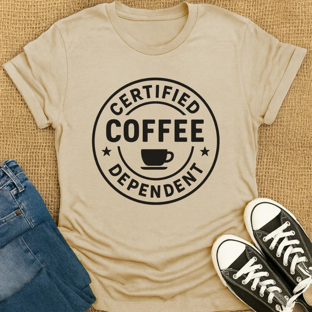 Coffetee Sand / S Certified Coffee Dependent Badge T-Shirt